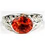 Created Padparadsha Sapphire 925 Sterling Silver Ring, SR360