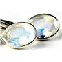 925 Sterling Silver Leverback Earrings, Rainbow Moonstone, SE001