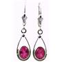 925 Sterling Silver Leverback Earrings, Created Pink Sapphire, SE008