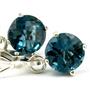 925 Sterling Silver Leverback Earrings, London Blue Topaz, SE017