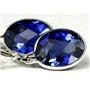 925 Sterling Silver Leverback Earrings, Created Blue Sapphire, SE101