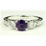 925 Sterling Silver Engagement Ring, Amethyst w/ Accents, SR254