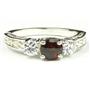 925 Sterling Silver Engagement Ring, Mozambique Garnet w/ Accents, SR254