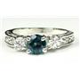 925 Sterling Silver Ladies Engagement Ring, Paraiba Topaz w/ Accents, SR254