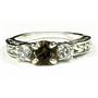 925 Sterling Silver Engagement Ring, Smoky Quartz w/ Accents, SR254