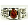 925 Sterling Silver Men's Nugget Ring, Created Red/Brown Opal, SR197