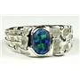 925 Sterling Silver Men's Nugget Ring, Created Blue/Green Opal, SR197