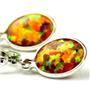 925 Sterling Silver Leverback Earrings, Created Red/Brown Opal, SE001