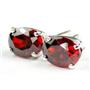 925 Sterling Silver Post Earrings, Garnet CZ, SE002