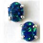 925 Sterling Silver Post Earrings, Created Blue/Green Opal, SE002C