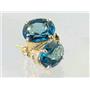 14k Gold Post Earrings, London Blue Topaz, E002