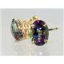 14k Gold Post Earrings, Mystic Fire Topaz, E002