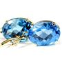 14k Gold Leverback Earrings, Swiss Blue Topaz, E407