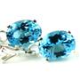 925 Sterling Silver Leverback Earrings, Swiss Blue Topaz, SE007