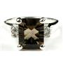 SR221, Smoky Quartz, 925 Sterling Silver Ring