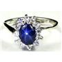925 Sterling Silver Ladies Ring, Natural Blue Star Sapphire, SR235