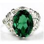 SR260, Russian Nanocrystal Emerald, 925 Sterling Silver Ring