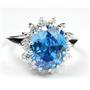 Swiss Blue CZ, 925 Sterling Silver Ring, SR283