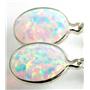 925 Sterling Silver Leverback Earrings, Created White Opal, SE101
