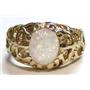 10K, 14K or 18K Men's Gold Ring, Created White Opal, R168
