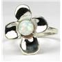 SR315, 6mm Created White Opal, 925 Sterling Silver Ring