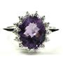 SR283, Amethyst, 925S Sterling Silver Cluster Ring