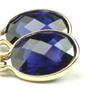14k Gold Leverback Earrings, Created Blue Sapphire, E001