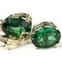 14k Gold Leverback Earrings, Russian Nanocrystal Emerald, E107