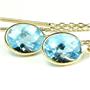 14k Gold Threader Earrings, Swiss Blue Topaz, E005
