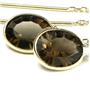 14k Gold Threader Earrings, Smoky Quartz, E005