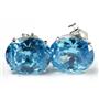 925 Sterling Silver Post Earrings, Swiss Blue CZ, SE102