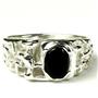 925 Sterling Silver Men's Nugget Ring, Black Onyx, SR197
