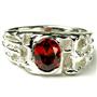 925 Sterling Silver Men's Nugget Ring, Garnet CZ, SR197