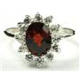 SR235, Mozambique Garnet, 925 Sterling Silver Ladies Cluster Ring