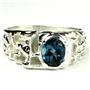925 Sterling Silver Men's Nugget Ring, London Blue Topaz,SR197