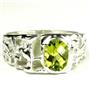 925 Sterling Silver Men's Nugget Ring, Peridot, SR197