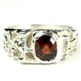 925 Sterling Silver Men's Nugget Ring, Mozambique Garnet, SR197