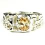 925 Sterling Silver Men's Nugget Ring, Champagne CZ, SR197