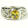 925 Sterling Silver Men's Nugget Ring, Golden Yellow CZ, SR197