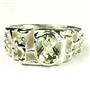 925 Sterling SIlver Men's Nugget Ring, Green Amethyst (Prasiolite), SR197