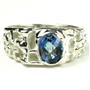 925 Sterling Silver Men's Nugget Ring, Neptune Garden Topaz, SR197