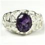 925 Sterling Silver Men's Nugget Ring, Amethyst, SR168