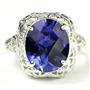Sterling Silver Ladies Ring, Created Blue Sapphire, SR009