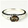 SR362, Smoky Quartz, 925 Sterling Silver Ladies Ring