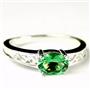SR362, Russian Nanocrystal Emerald, 925 Sterling Silver Ladies Ring
