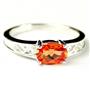 SR362, Created Padparadsha Sapphire, 925 Sterling Silver Ladies Ring