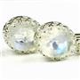 925 Sterling Silver Crown Bezel Leverback Earrings, Rainbow Moonstone, SE109