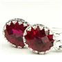 925 Sterling Silver Crown Bezel Leverback Earrings, Created Ruby, SE109