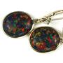 14k Gold Leverback Earrings, Created Black Opal, E201