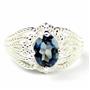 SR365, London Blue Topaz, 925 Sterling Silver Beaded Ring